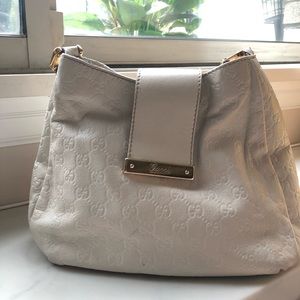Gucci Off-White Monogram Leather Hobo